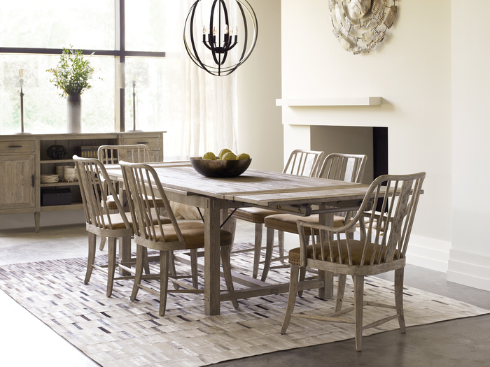 Easy-to-use table with two leafs ticks the functional furniture box for your dining area.