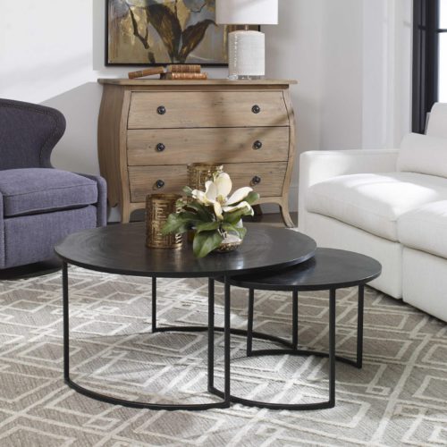 Nesting coffee table by Uttermost used for home decorating