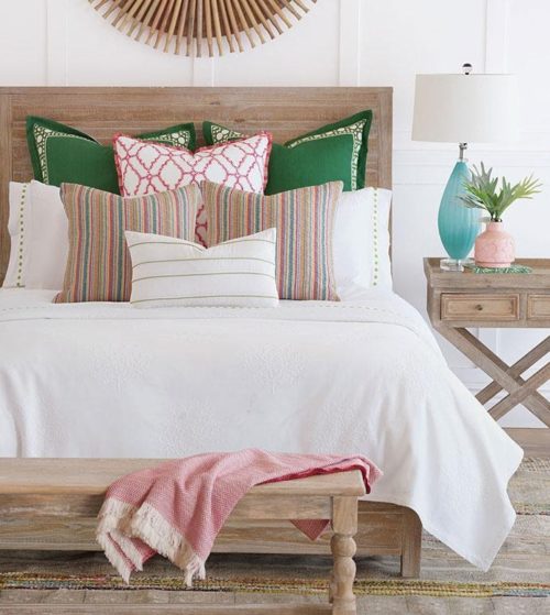 beadspread with pillows and comforter for spring decor