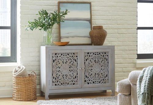 Floral two door console statement piece by Hammary