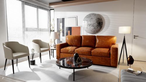 Light brown comfy leather sofas from Omnia Leather