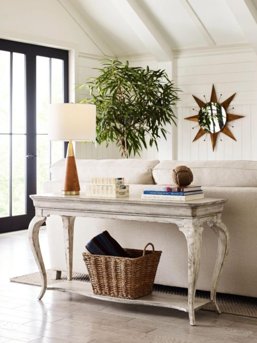 Summer decor with a weather beached look console table