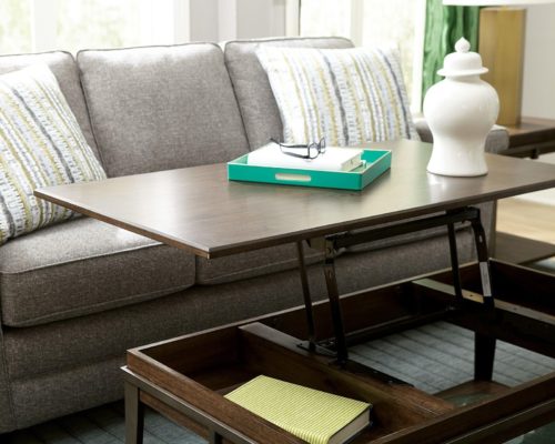 Coffee table that turns into a small eating area by Hammary for furniture for small spaces.