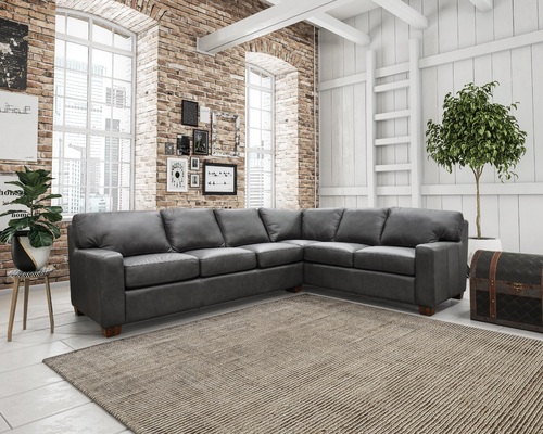 charcoal grey leather sectional.