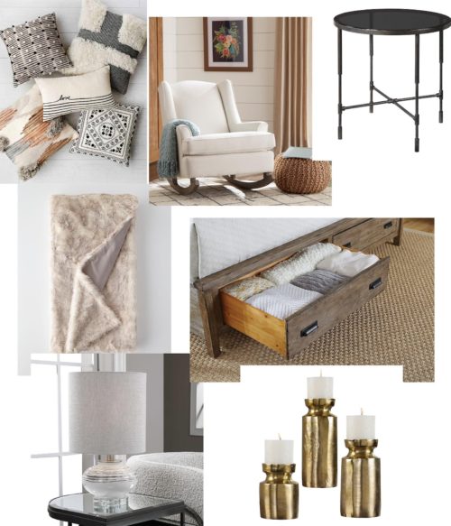 home accessories featuring, lamps, throw pillows, side tales and rugs.