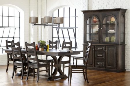 American made furniture dining table, chairs, and cabinet by Farmville