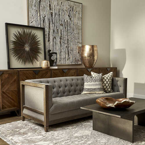 office living room design with an office couch and coffee table by Uttermost.